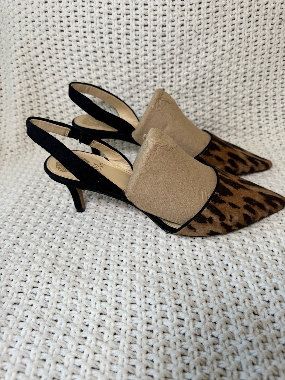 Vince Camuto Kolissa Leopard Cow Hair Slingback Heels 9.5 - Picture 3 of 8